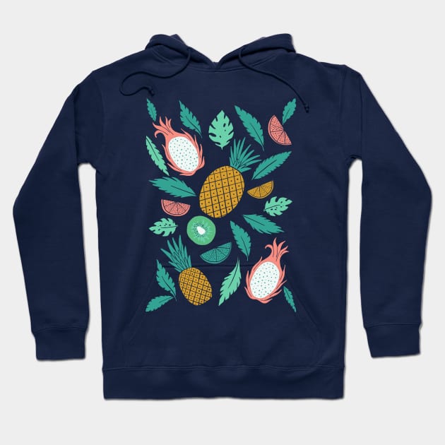 Summer Fruit on Pink Hoodie by latheandquill